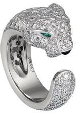 CARTIER PANTHÈRE DE CARTIER 18K WHITE GOLD AND DIAMOND RING 51 MM