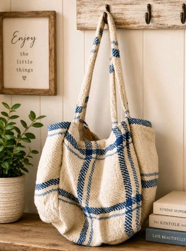 Blue white plaid textured - blue,