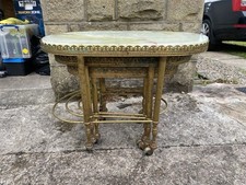 Vintage antique Nest of 3 Onyx And Brass Tables mid-century Circa 1950’s-1960’s
