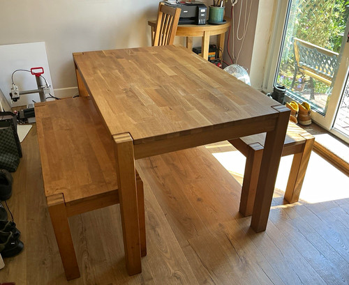 Natural solid oak dining - , table