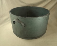 Large Primitive Antique Painted Gray Measure Pantry Box Wood/ Metal  Signed