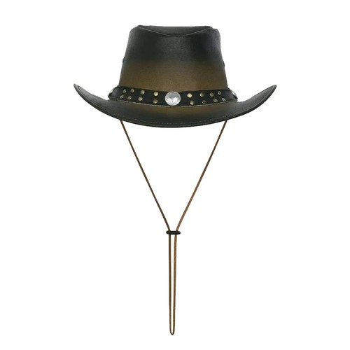 Leather cowboy bush hat - leather,