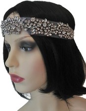 Gatsby Inspired Crystal Net Yarn Head Band Bridal Birthday Party