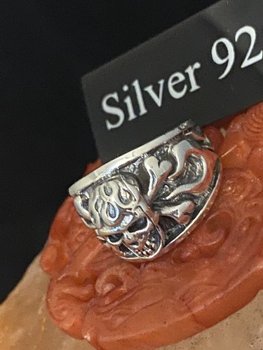 Solid silver wide - silver, skull