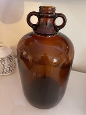 Large Brown Glass Demijohn Bottle