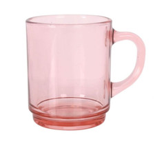 Duralex Versailles Pink glass Coffee tea mugs handle 260ml