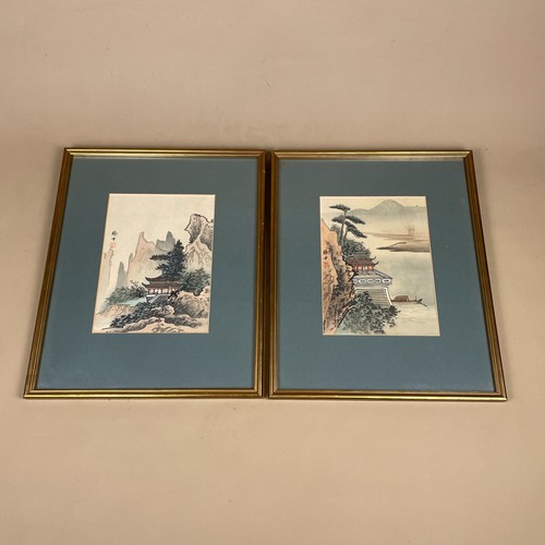 Pair oriental landscape - pair,