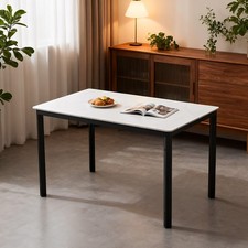 Rectangular Dining Table Marble Effect Top Dinner Desk Kitchen Home Restaurant