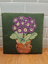 Ehrman Vintage Completed Tapestry Sampler Avriculas by Jill Gordon