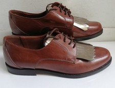 Russell & Bromley Ghillie Brown & Gold Leather Oxford Brogue Shoes 6 UK 39 EU