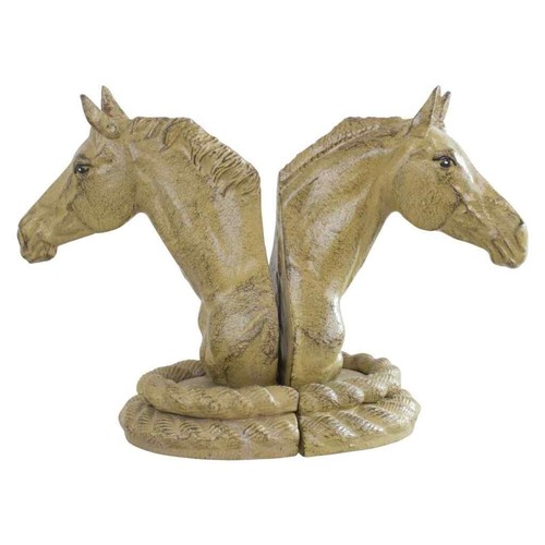 Cast iron horse head bookends - cast,
