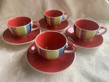Whittard of Chelsea Striped Coffee Cups & Saucers- Set of 4 Excellent Condition