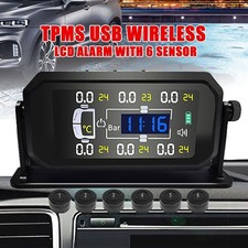 TPMS Wireless Solar LCD Car Tire Pressure Monitoring System + 6 External Sensors