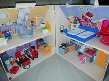 PLAYMOBIL DOLL HOUSE FULLY FURNISHED WITH FAMILY BUNDLE TOY PLAYSET COMPACT SET