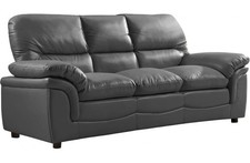 SOFAINSTORE Monza Grey 3 Seater Sofa – Leather, Deep Seats, Ultra Comfort