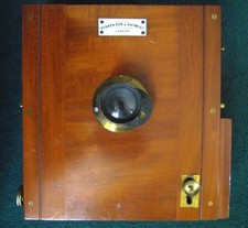 Wooden folding camera, holder plate, Perken, Son & Rayment of London,