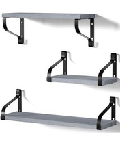 Rustic Shelves, Decorative Wall Shelf Set of 3, Floating Shelves Weathered Grey