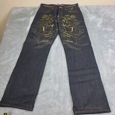 Vintage Y2K Christian Audigier Geisha Black Baggy Denim Jeans Ed Hardy 34x34