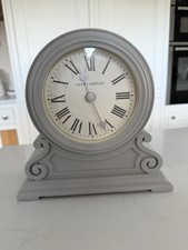 Laura Ashley Writing Desk Mantle Clock Light Grey Ornate Heavy Battery Quartz