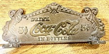 Vintage NATIONAL CASH REGISTER Top Sign, Coca Cola 5¢, Fountain Service 9” Long