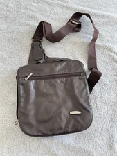 Travelon Unisex Brown Leather Crossbody Sling Travel Bag Organiser 