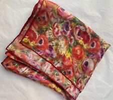 FOX & CHAVE 100% Silk Red Floral Scarf New