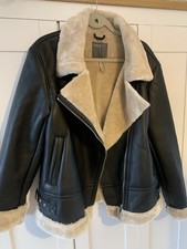 Ladies Matalan Papaya Faux Leather and Faux Fur Jacket Size 14 BNWOT