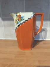 Orange Glaze BCM Nelson Ware Hexagonal Pitcher w/ Floral  Border ca. Mid 20th c.