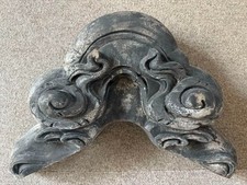 Antique Japanese Roof Tile Oni Kawara Ceramic Gargoyle Ornament 27x38x12cm Japan