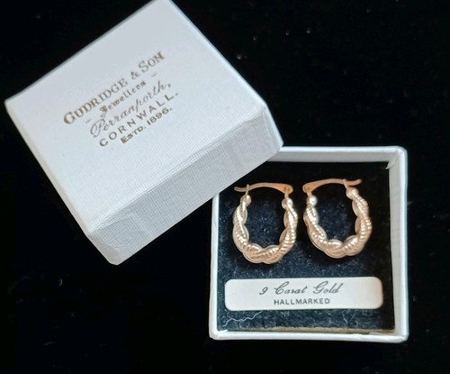 9ct gold hoop earrings twisted - earrings,