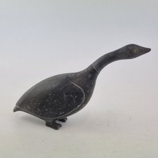 Vintage Inuit Eskimo Stone Carving Of A Goose? Bird Signed To Base