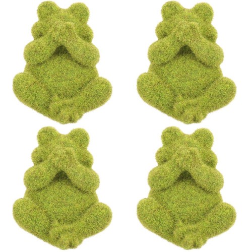 Green resin frog figurine set - resin,