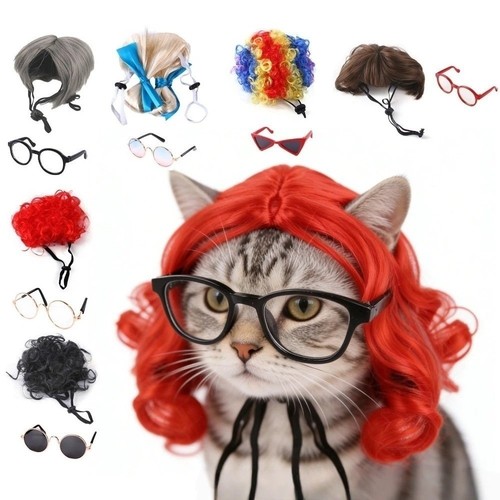 Pet afro wig with glasses - afro,