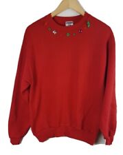 Xmas Jerzees Pendants Sweatshirt M Size Medium 80s Vtg Sweater Jumper Christmas
