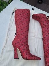 Fendi Jacquard FF Tall Ladies Boots Size EU 38 Right Foot, The Both Are RIGHT..