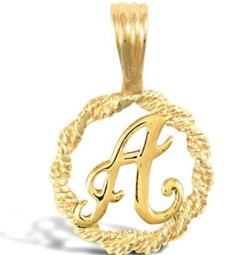 Gold initial pendant rope - gold,