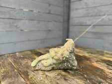 Vintage 80s stone garden statue Garden Gnome fisherman original paint