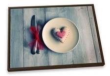 Shabby Chic Kitchen Heart CANVAS FLOATER FRAME Wall Art Print Picture