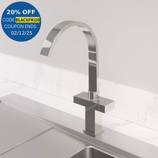 Modern Mono Kitchen Mixer Tap Square Swivel Spout Twin Controls Chrome Faucet