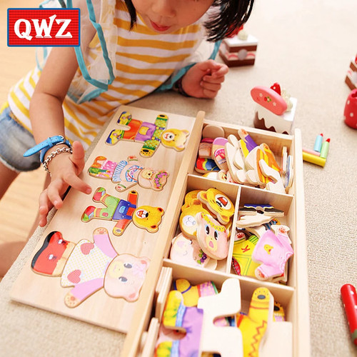Wooden bear dress - wooden, puzzle