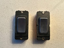 Hamilton Grid-IT Switch Rocker Module x2 :: 20AX :: Black :: Brushed Steel