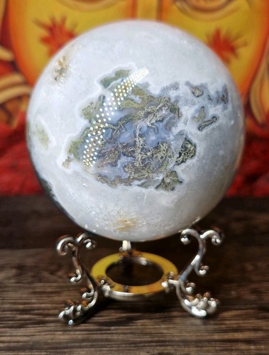 Moss agate crystal sphere - agate,