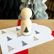 Mini Wooden Christmas Tree Rubber Stamp | Festive  Scrapbooking Gift Tags Crafts
