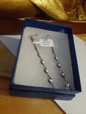 Long drop earrings solid Sterling Silver spiral Twist, Swizzle stick. New.
