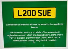 private number plate - L200 SUE