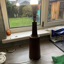 Vintage Danish Teak Wood Table Lamp Base Mid Century Modern