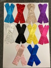 Ladies Womens Elegant Formal Elbow Length Crinkle Satin Style Gloves