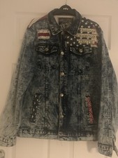 Vintage 1738 original brand denim Jacket With American Flag.  Size Large