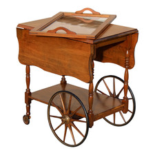Vintage Wooden Bar Cart & Tea