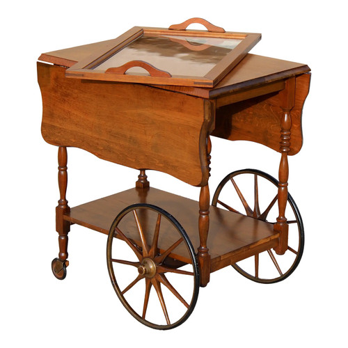 Vintage wooden bar cart - wooden, tea
